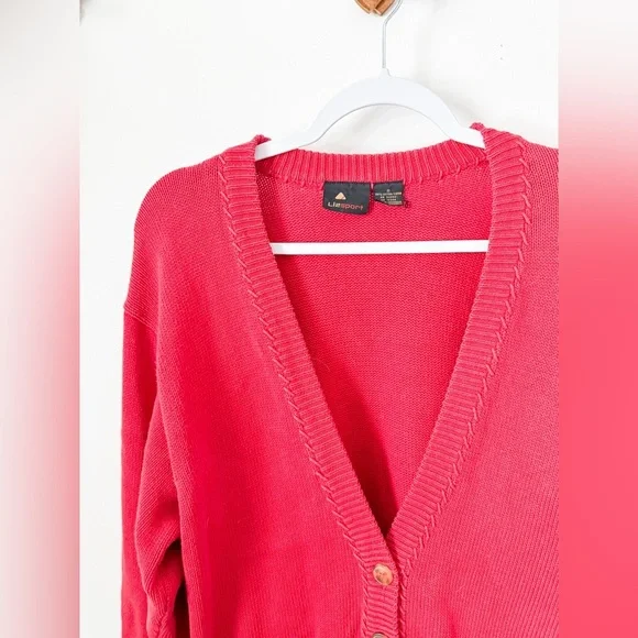 Vintage Liz Sport Red Cardigan Sweater - Picture 2 of 6